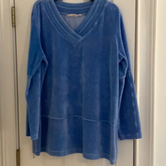 Soft Surroundings blue velour sweatshirt - Picture 3 of 3